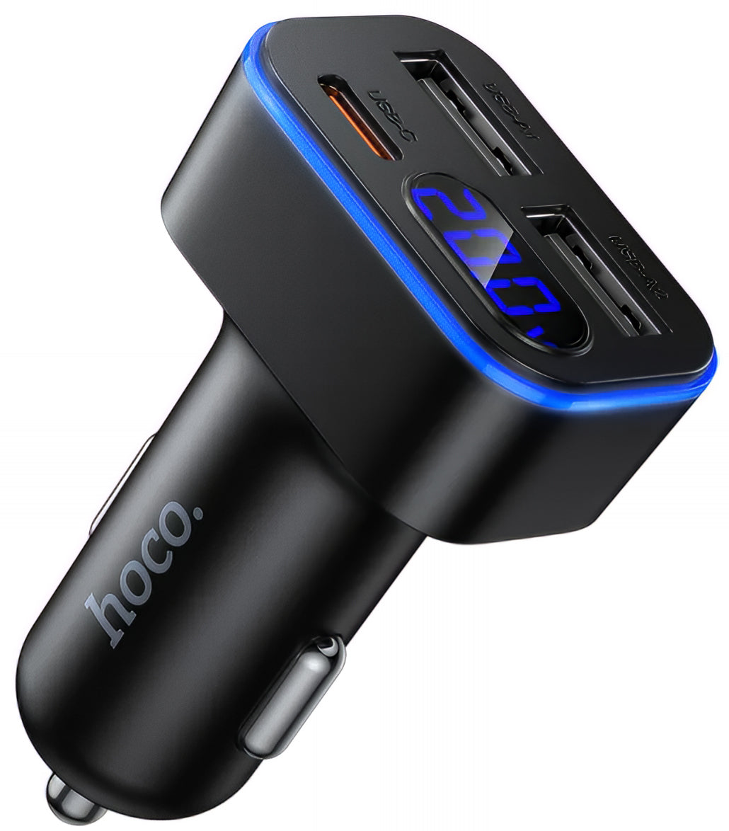 Bilader HOCO Z63A Display, 42W, 3A, 1 x USB-C - 2 x USB-A, Svart
