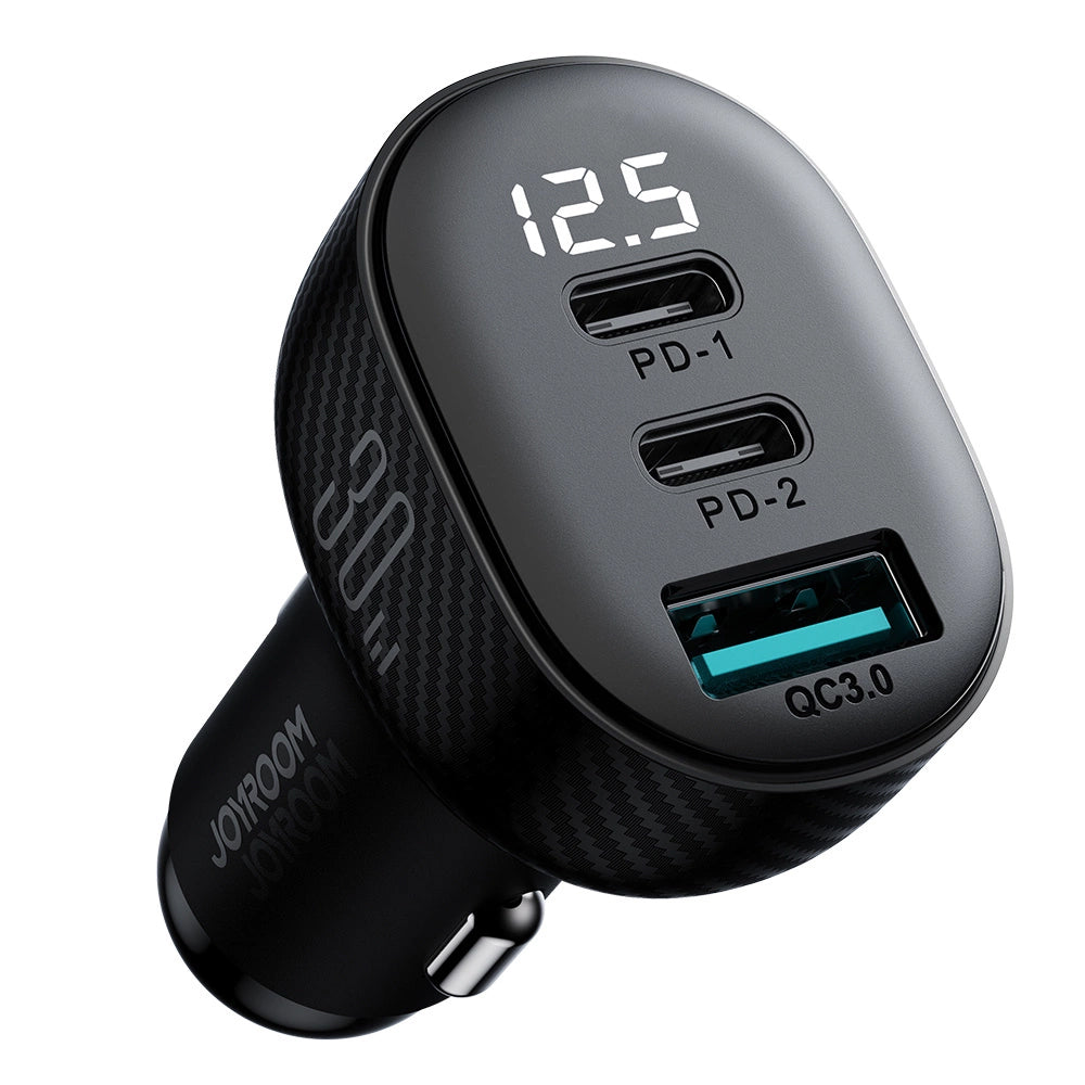 Bilader Joyroom JR-CCD04, 30W, 3A, 1 x USB-A - 2 x USB-C, Svart