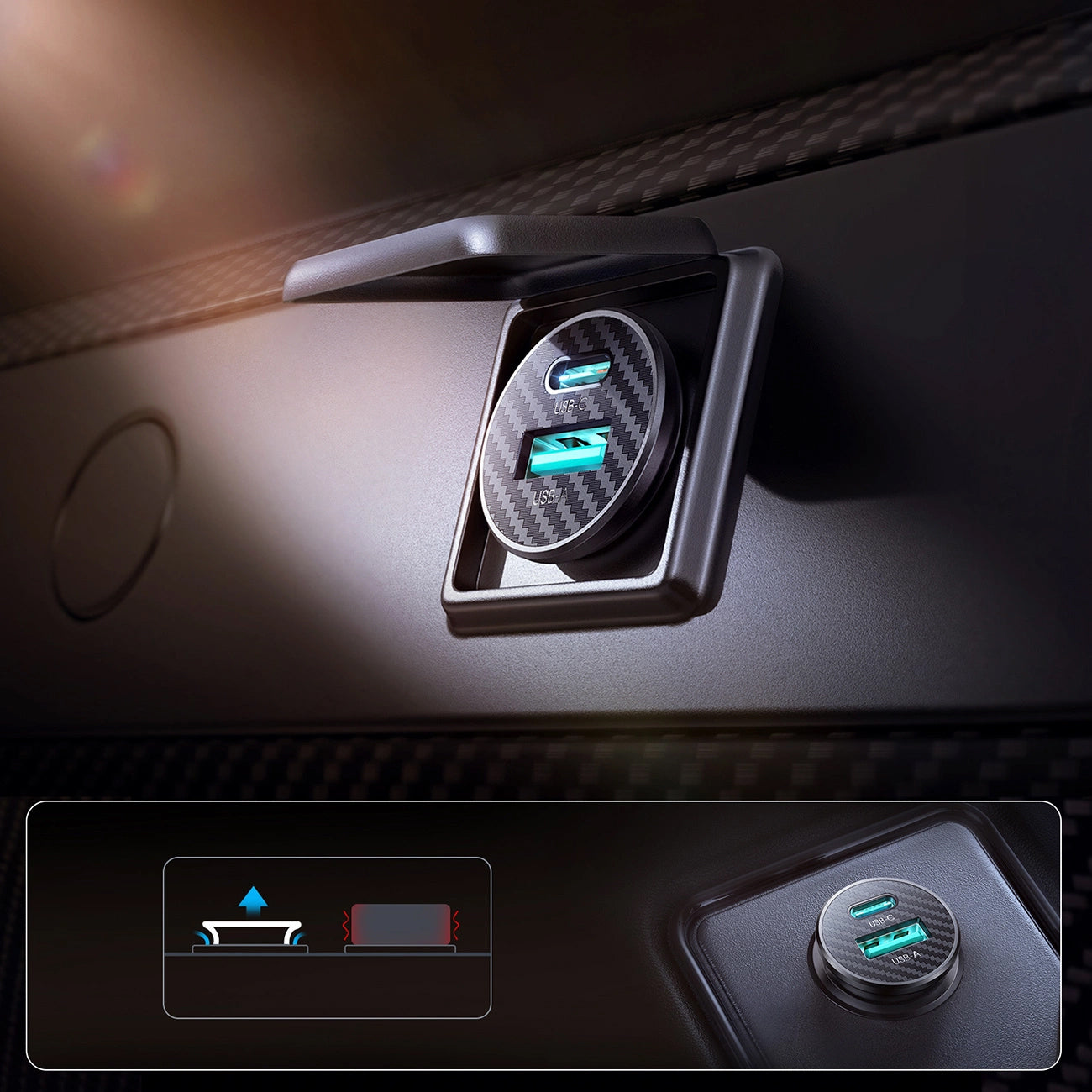 Bilader Joyroom JR-CCN16 Mini, 12W, 2.4A, 1 x USB-A - 1 x USB-C, Svart