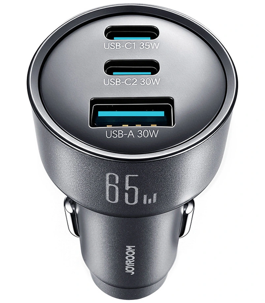 Joyroom JR-CCN19 billader, 65W, 1 x USB-A - 2 x USB-C, grå