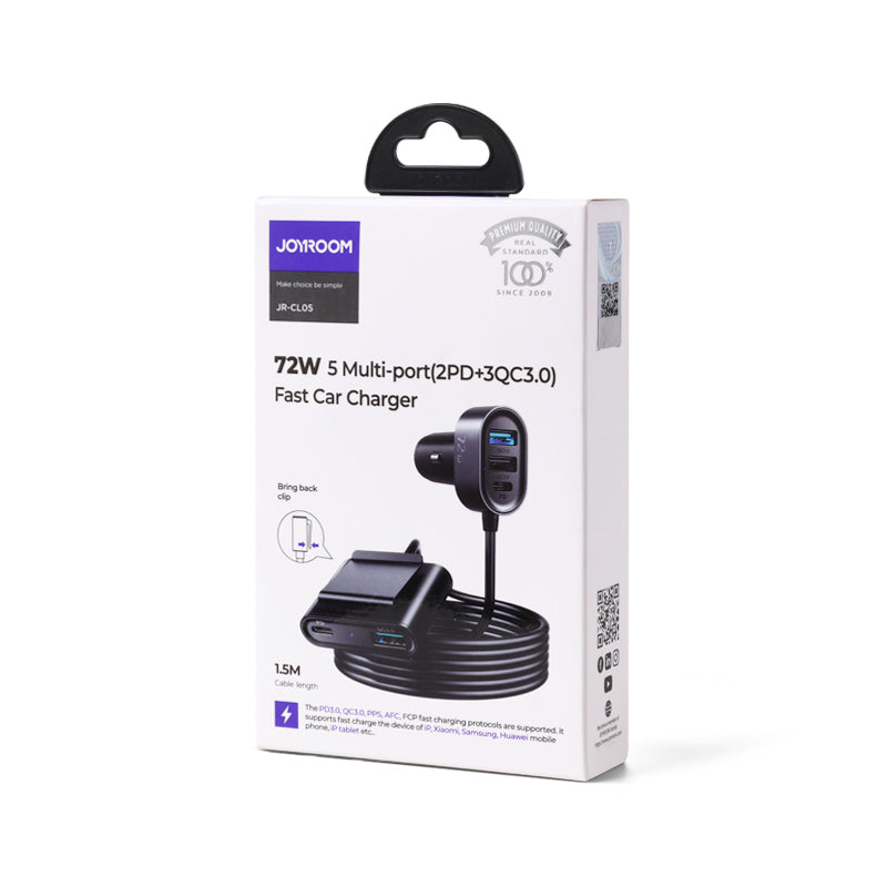 Bilader Joyroom JR-CL05, 72W, 3A, 2 x USB-C - 3 x USB-A, Svart