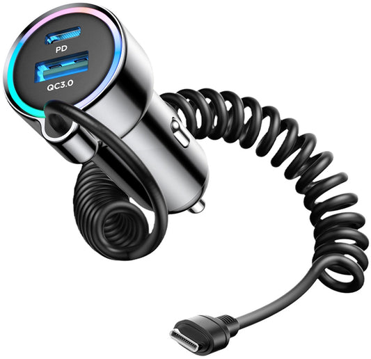 Bilader med USB-C-ledning Joyroom JR-CL07, 72W, 3A, 1 x USB-A - 1 x USB-C, Svart