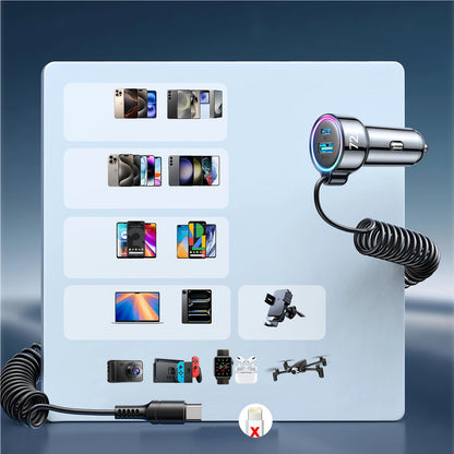 Bilader med USB-C-ledning Joyroom JR-CL07, 72W, 3A, 1 x USB-A - 1 x USB-C, Svart