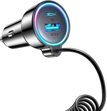 Bilader med USB-C-ledning Joyroom JR-CL07, 72W, 3A, 1 x USB-A - 1 x USB-C, Svart