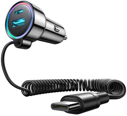 Bilader med USB-C-ledning Joyroom JR-CL07, 72W, 3A, 1 x USB-A - 1 x USB-C, Svart