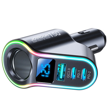 Bilader Joyroom JR-CL21, 150W, 3A, 1 x Sigarettennerforlenger - 1 x USB-A - 2 x USB-C, Svart