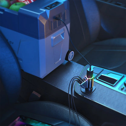 Bilader Joyroom JR-CL21, 150W, 3A, 1 x Sigarettennerforlenger - 1 x USB-A - 2 x USB-C, Svart