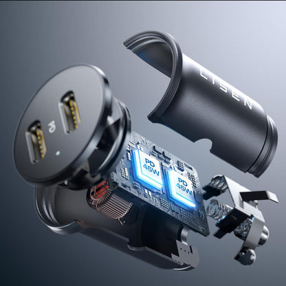 Lisen Billader, 45W, 3A, 2 x USB-C, Svart YL0223080007