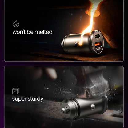 Lisen Bil Lader, 51W, 3A, 1 x USB-A - 1 x USB-C, Sett med 2 stykker, Svart YL0223080037