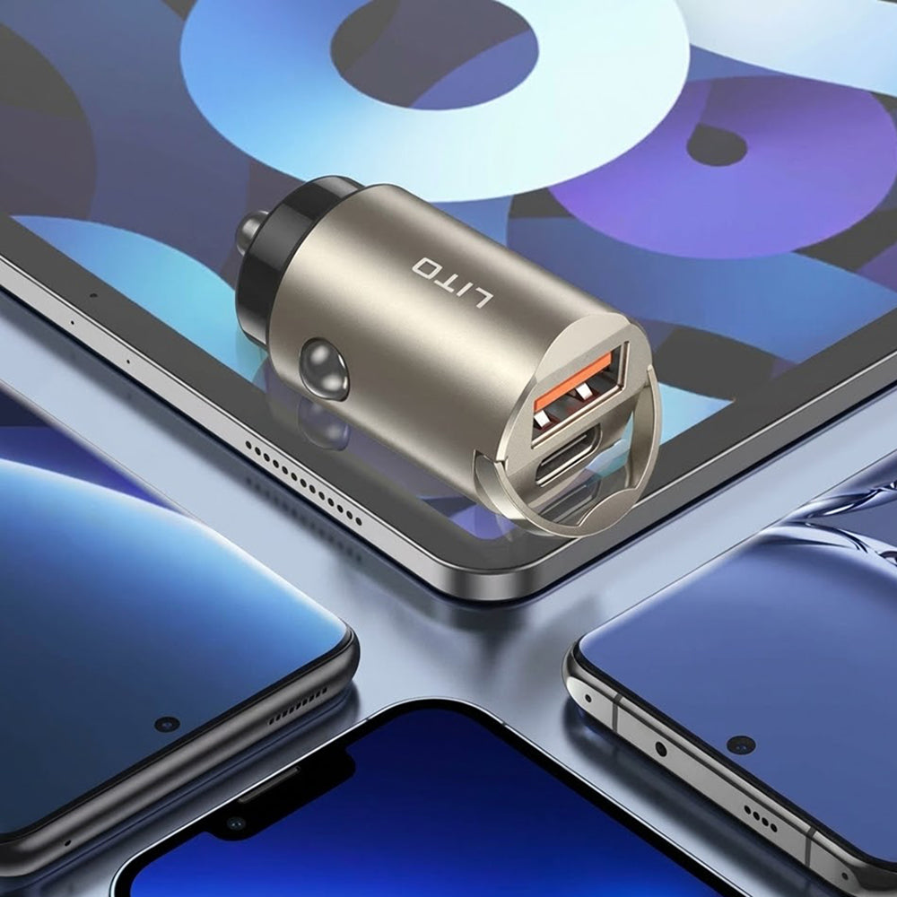 Lito IN-C03 billader, 30W, 3A, 1 x USB-A - 1 x USB-C, Svart