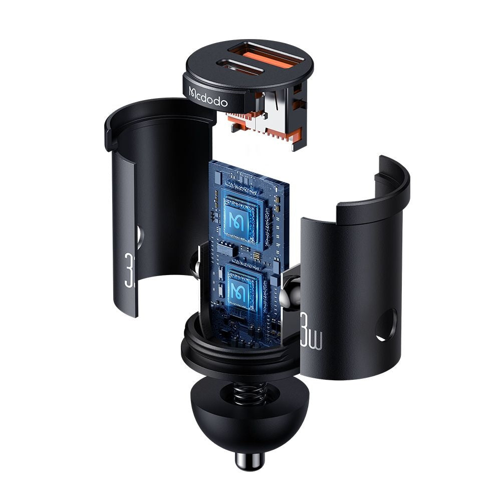 Bilader McDodo CC-2320 Cool, 33W, 3A, 1 x USB-A - 1 x USB-C, Svart