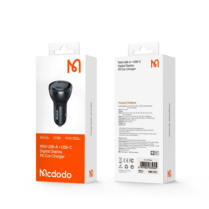 Bilader McDodo CC-5670 Display, 95W, 5A, 1 x USB-A - 1 x USB-C, Svart