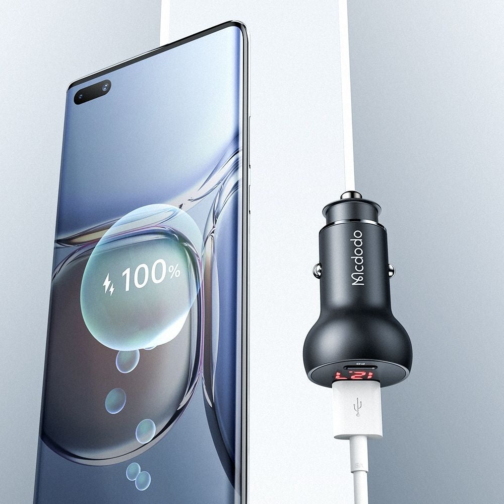 Bilader McDodo CC-7030 Display, 45W, 5A, 1 x USB-A - 1 x USB-C, Svart
