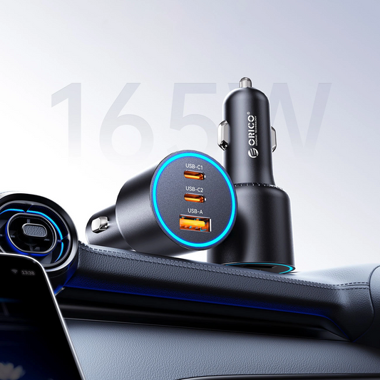Orico HyperDrive billader, 165W, 5A, 1 x USB-A - 2 x USB-C, svart