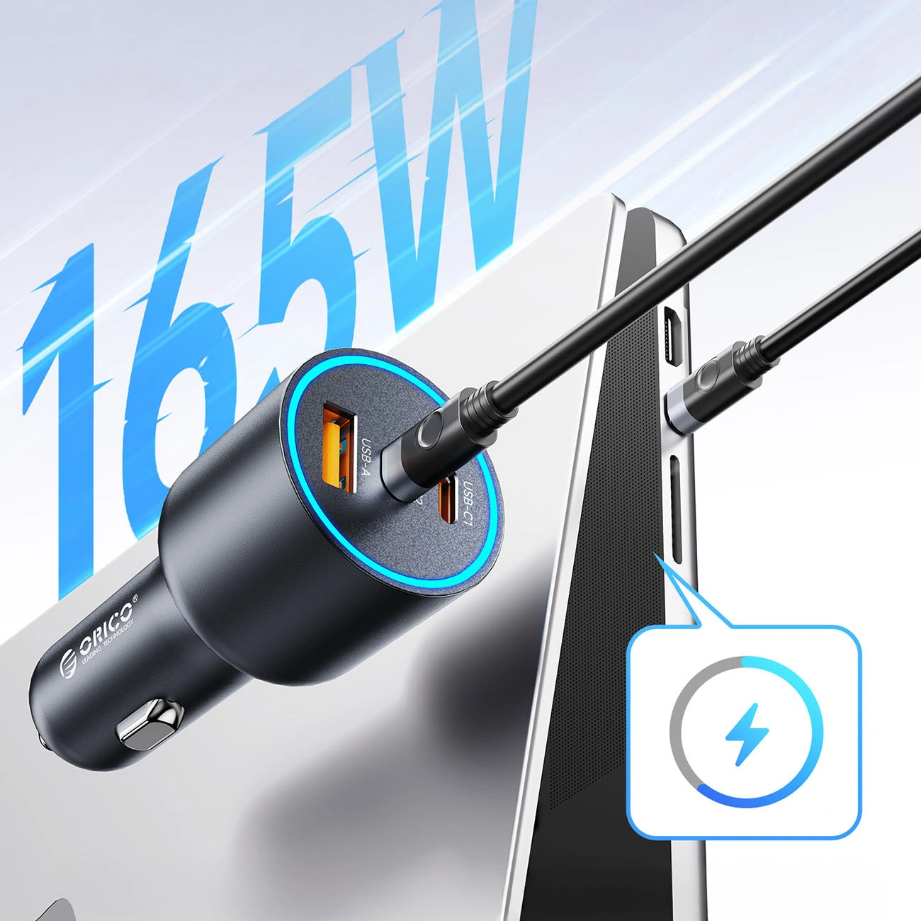 Orico HyperDrive billader, 165W, 5A, 1 x USB-A - 2 x USB-C, svart