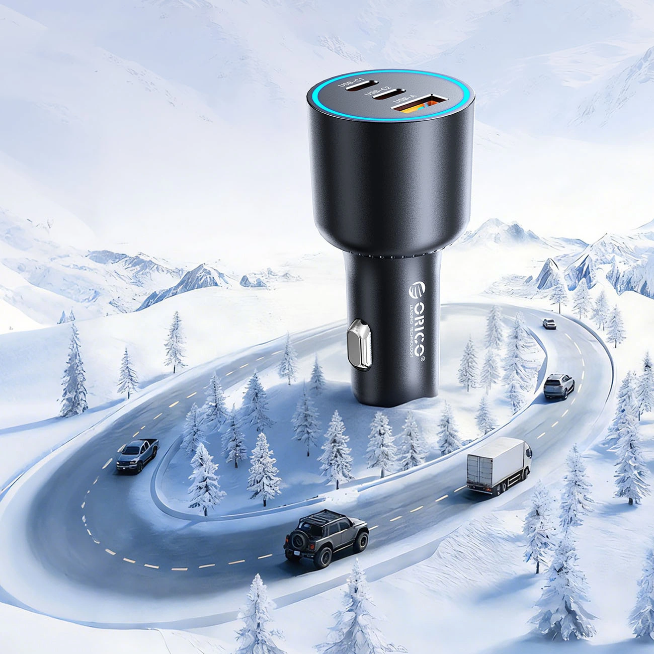 Orico HyperDrive billader, 165W, 5A, 1 x USB-A - 2 x USB-C, svart
