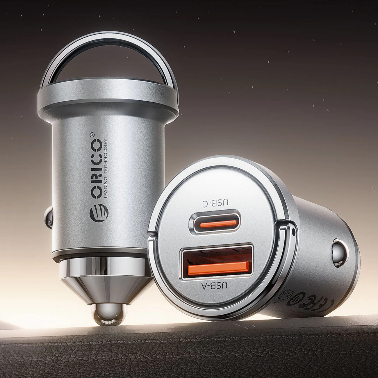 Orico MiniRing Pro billader, 45W, 3A, 1 x USB-A - 1 x USB-C, Sølv