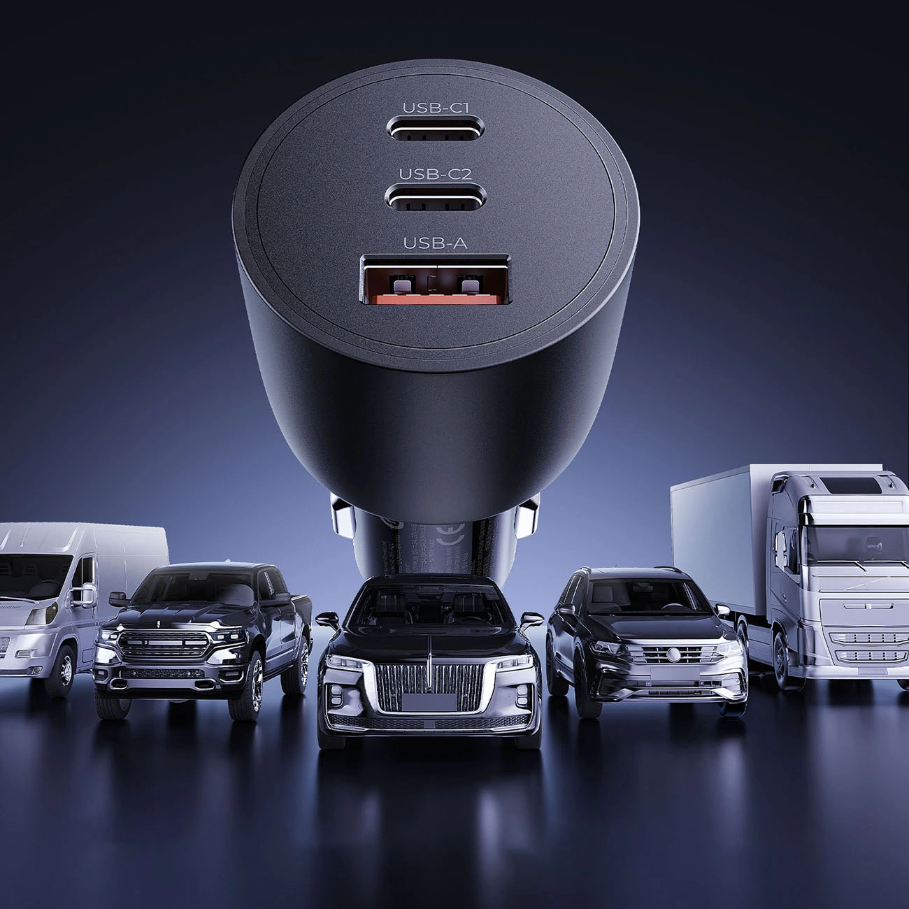 Orico PowerLink billader, 165W, 5A, 1 x USB-A - 2 x USB-C, svart