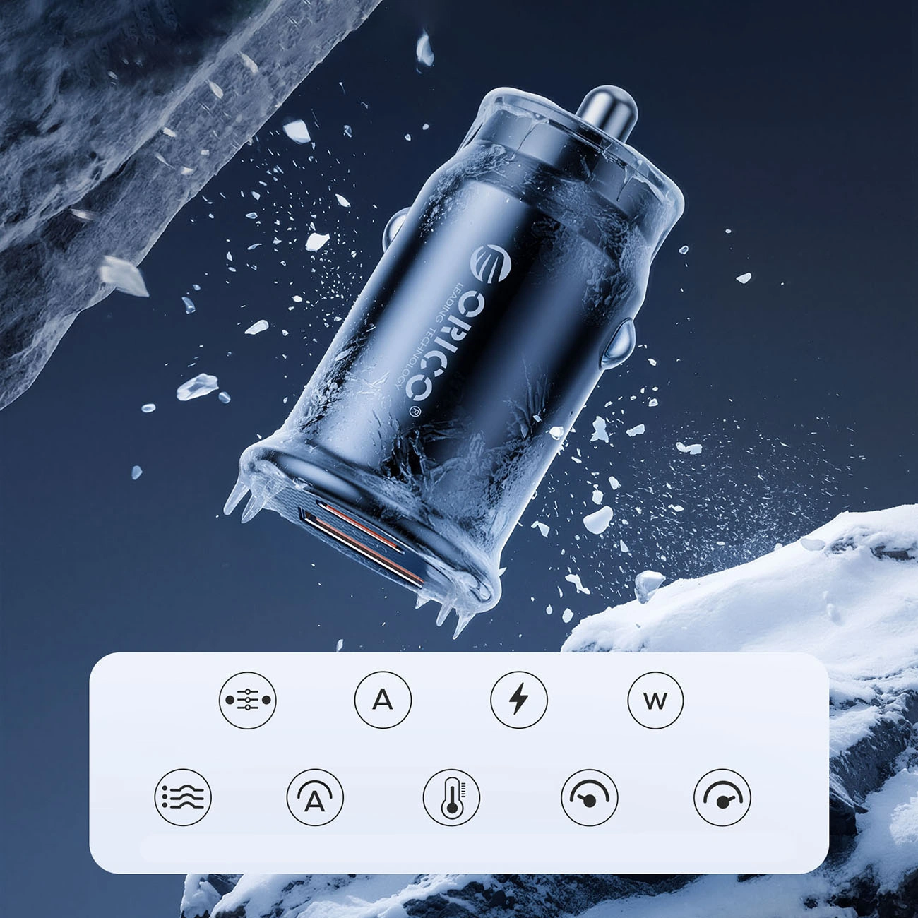 Orico PowerMini Billader, 30W, 3A, 1 x USB-A - 1 x USB-C, Svart