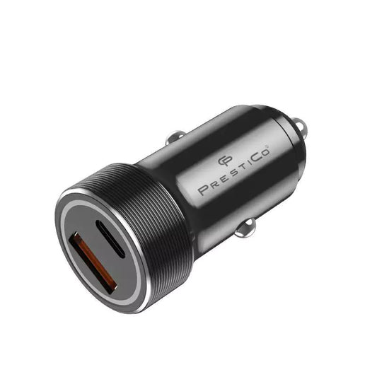 Bilader Prestico K2A, 20W, 3A, 1 x USB-A - 1 x USB-C, Svart