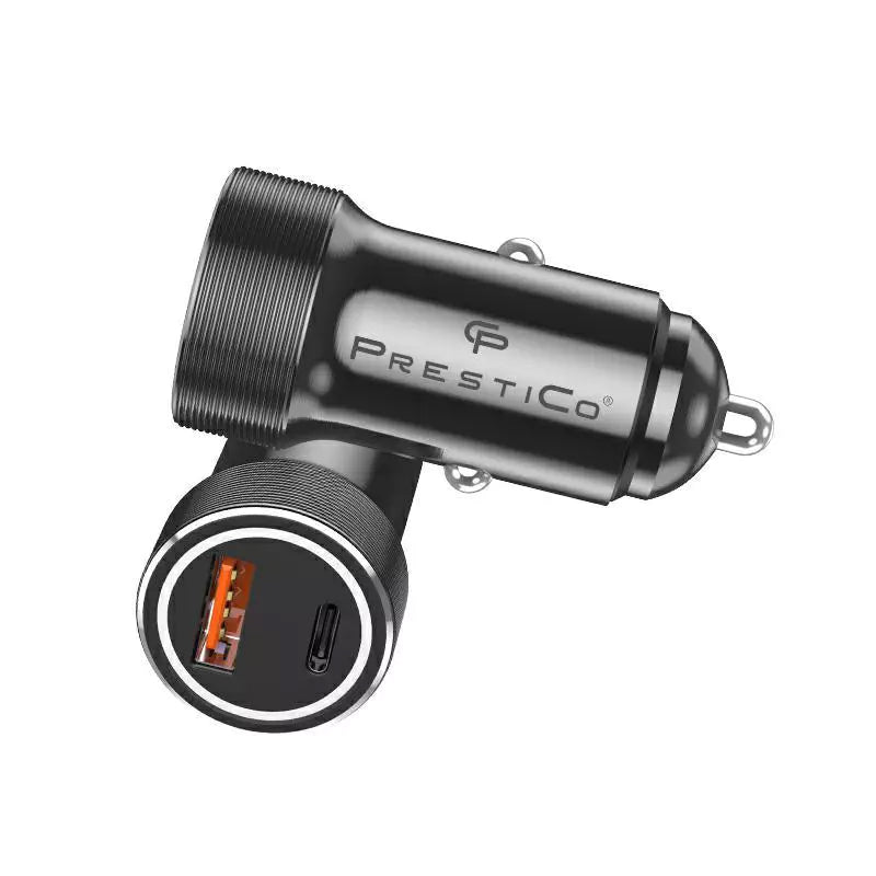 Bilader Prestico K2A, 20W, 3A, 1 x USB-A - 1 x USB-C, Svart