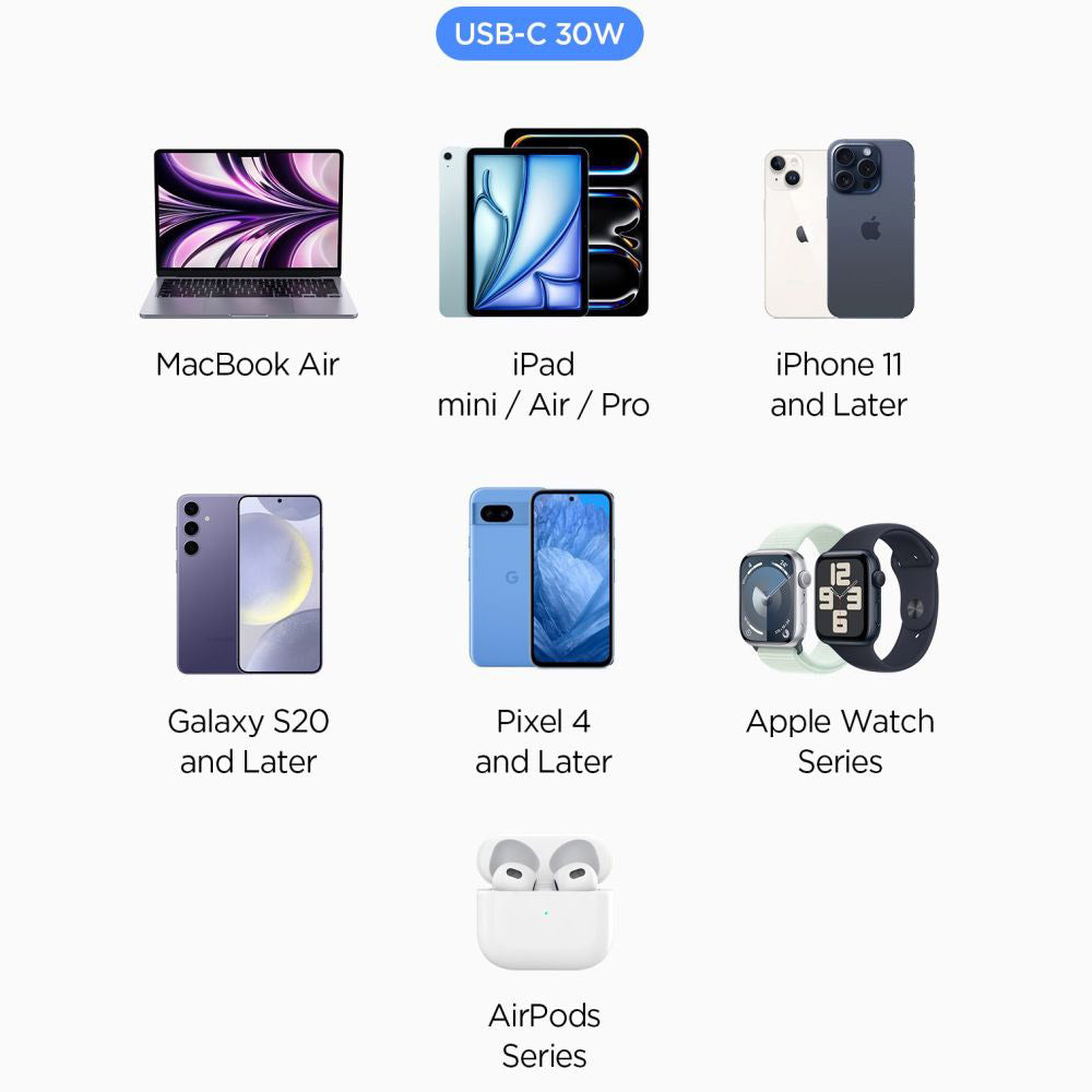 Spigen EV301 Essential billader, 30W, 3A, 1 x USB-C, Svart ACP08699