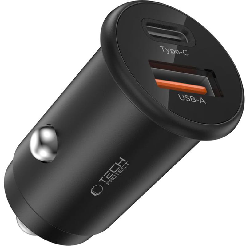 Bilader Tech-Protect CC02, 35W, 3A, 1 x USB-A - 1 x USB-C, Svart