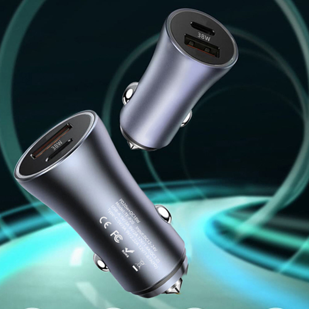 Bilader Techsuit C3 RescueVolt, 48W, 3A, 1 x USB-A - 1 x USB-C, Grå