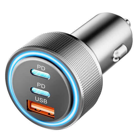 Bilader Techsuit C6 DriveBoost, 60W, 3A, 1 x USB-A - 2 x USB-C, Sølv