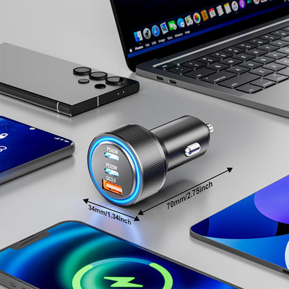 Bilader Techsuit C6 DriveBoost, 60W, 3A, 1 x USB-A - 2 x USB-C, Sølv