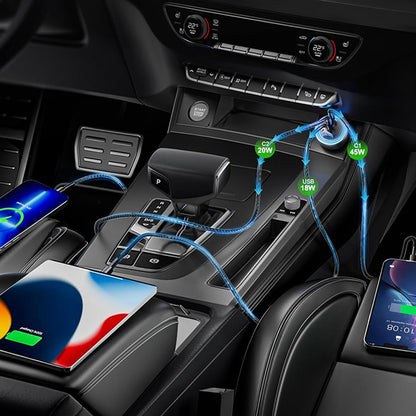 Bilader Techsuit C6 DriveBoost, 60W, 3A, 1 x USB-A - 2 x USB-C, Sølv
