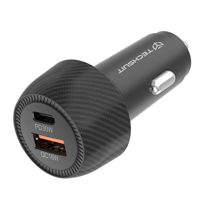 Bilader Techsuit C7 CarbonVolt, 48W, 3A, 1 x USB-A - 1 x USB-C, Svart
