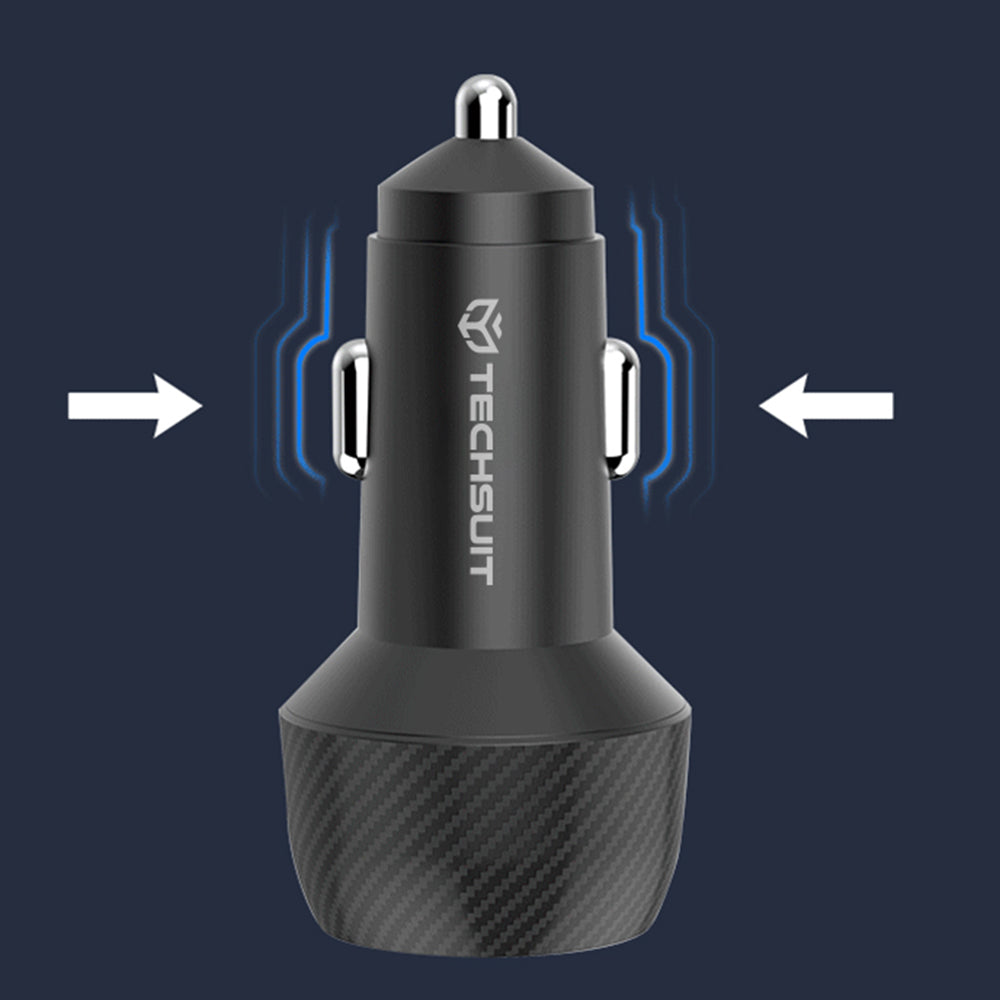 Bilader Techsuit C7 CarbonVolt, 48W, 3A, 1 x USB-A - 1 x USB-C, Svart