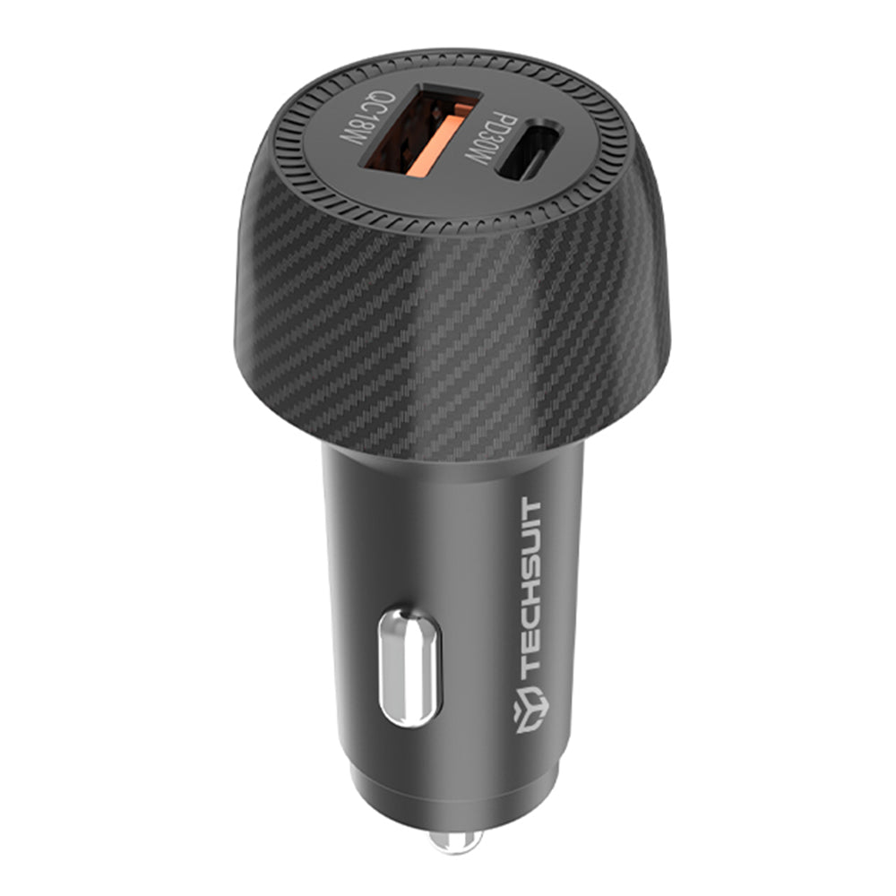 Bilader Techsuit C7 CarbonVolt, 48W, 3A, 1 x USB-A - 1 x USB-C, Svart