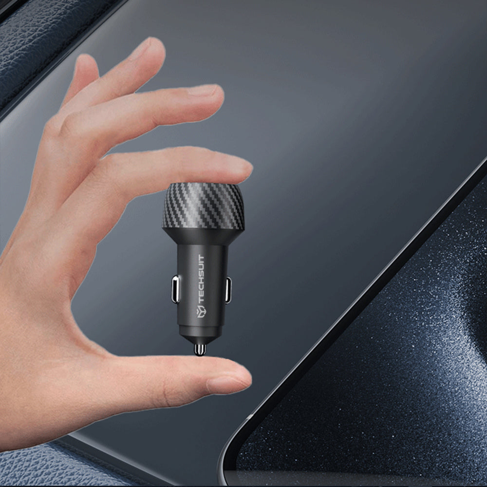 Bilader Techsuit C7 CarbonVolt, 48W, 3A, 1 x USB-A - 1 x USB-C, Svart