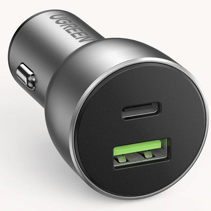 Billadere UGREEN CD213, 36W, 3A, 1 x USB-A - 1 x USB-C, grå 
