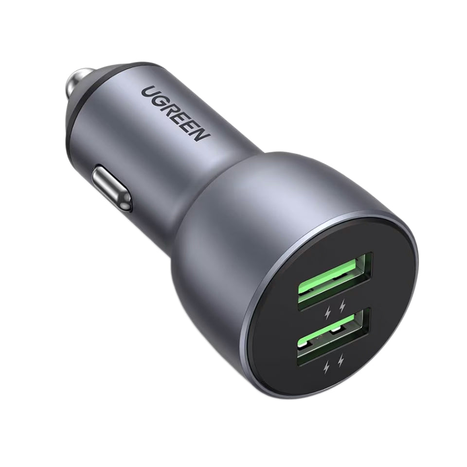 Billadere UGREEN CD213, 36W, 3A, 2 x USB-A, grå 