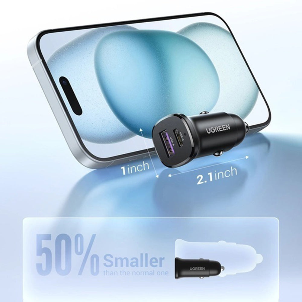 Bilader UGREEN EC305, 30W, 3A, 1 x USB-A - 1 x USB-C, Svart