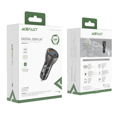 Acefast B6 billader, 63W, 3,6A, 1 x USB-A - 1 x USB-C, svart