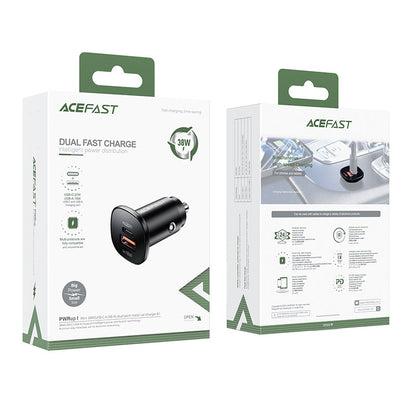Bilader Acefast B1, 38W, 3A, 1 x USB-A - 1 x USB-C, Svart