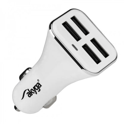 Biloplader Akyga AK-CH-09, 10W, 2A, 4 x USB-A, Hvit