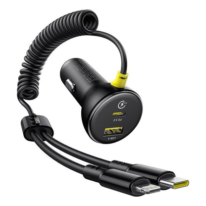 Bilader med USB-C / Lightning-kabel Baseus Circular, 60W, 3A, 1 x USB-A - 1 x USB-C, Svart C00035902121-00