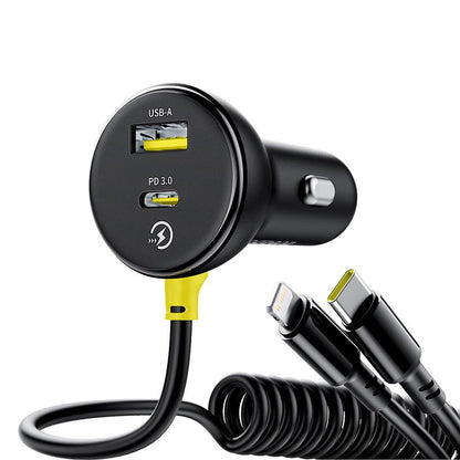 Bilader med USB-C / Lightning-kabel Baseus Circular, 60W, 3A, 1 x USB-A - 1 x USB-C, Svart C00035902121-00
