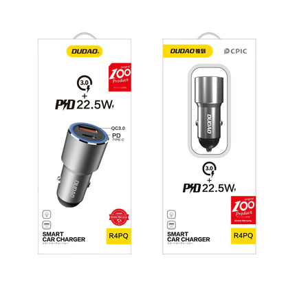 USB Billader Dudao R4PQ, 1 X USB - 1 X USB Type-C, 22,5 W, Quick Charge - Power Delivery, Grå