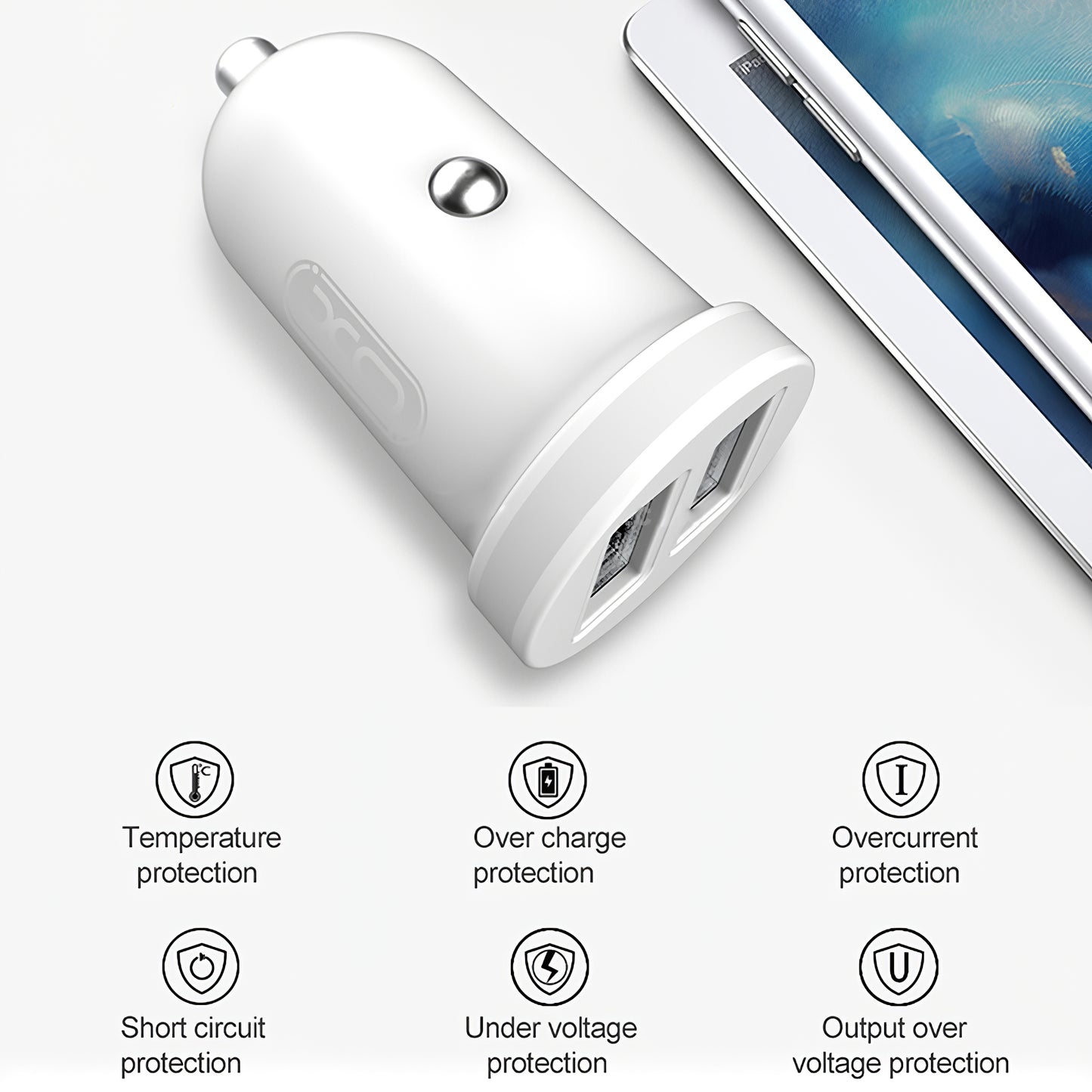 Bilader XO Design CC-18, 10.5W, 2.1A, 2 x USB-A, Hvit