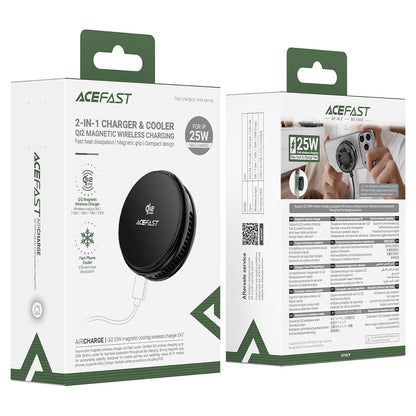 Acefast E47 2i1 trådløs nettverkslader, 25W, svart