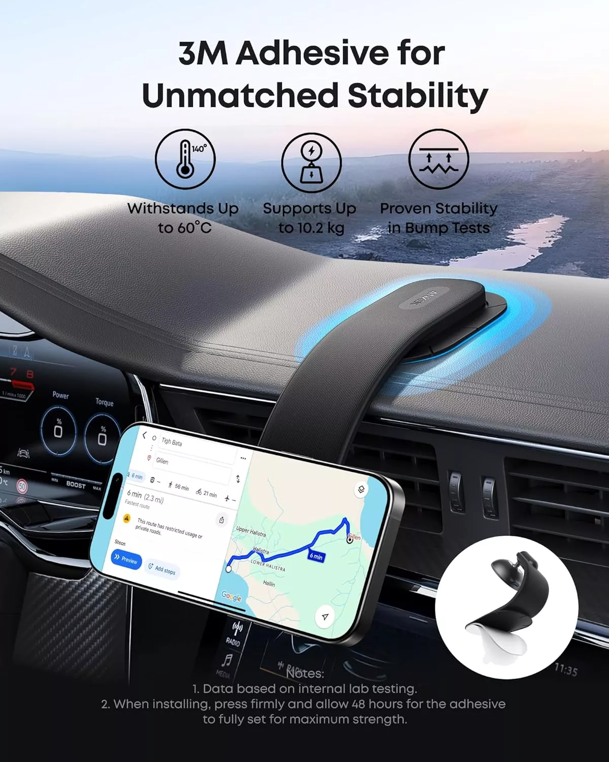 Anker Nano trådløs bilopplader, 15W, 1.67A, Svart B2216H11