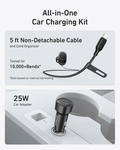 Anker MagGo trådløs bilopplader, 15W, 1.67A, Svart B2932G11
