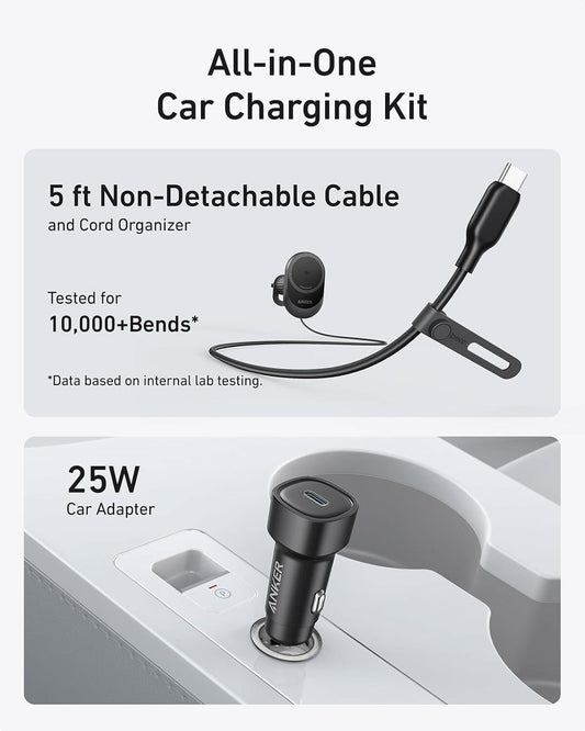 Anker MagGo trådløs bilopplader, 15W, 1.67A, Svart B2932G11
