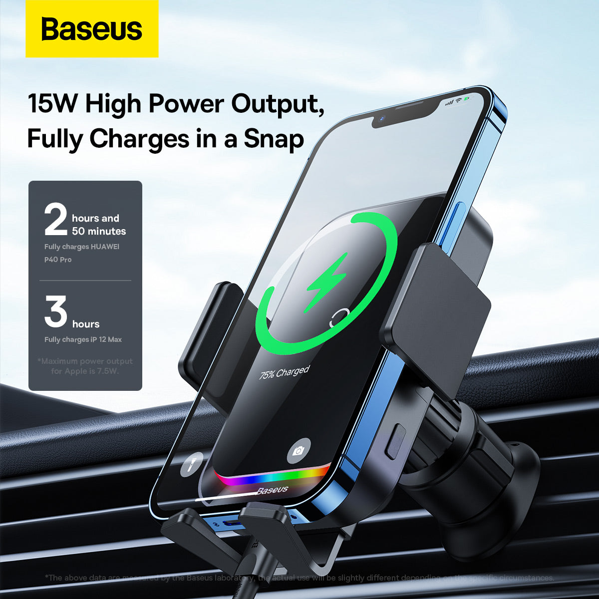 Trådløs Bilader Baseus Halo, 15W, 1.67A, Svart SUDD000001